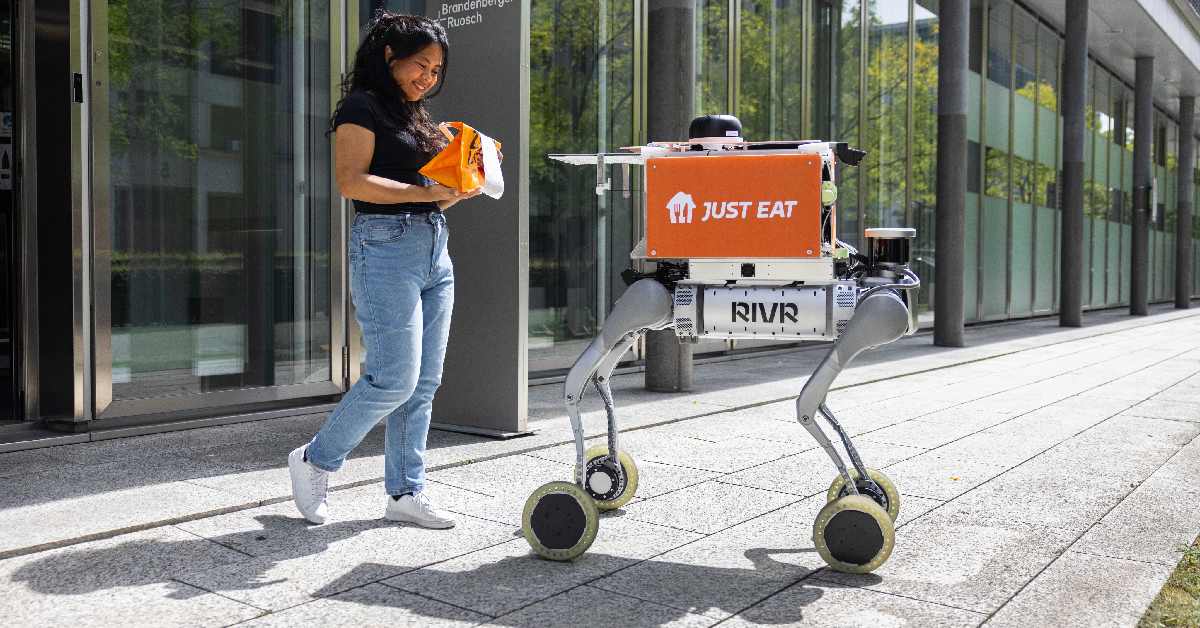 Just Eat Takeaway.com partners with RIVR to pilot stair-climbing Physical AI food delivery robots in Zürich