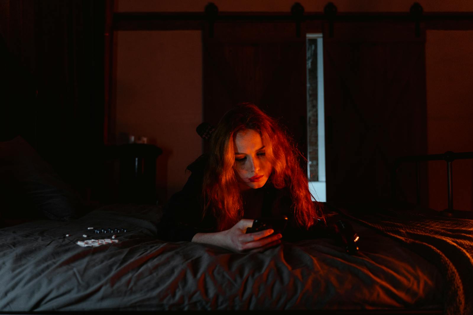 person texting night