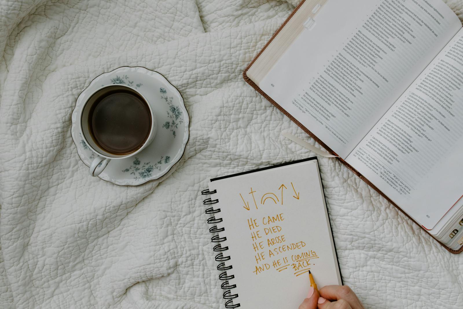 quiet morning journaling desk