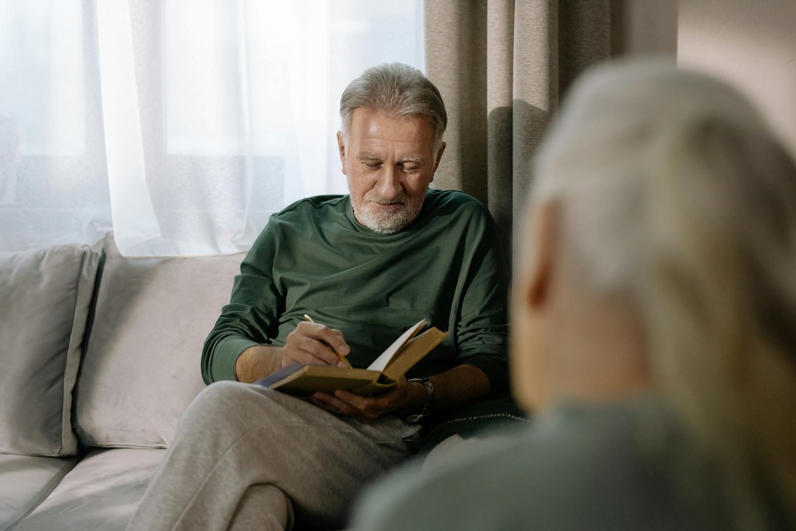 elderly person reading