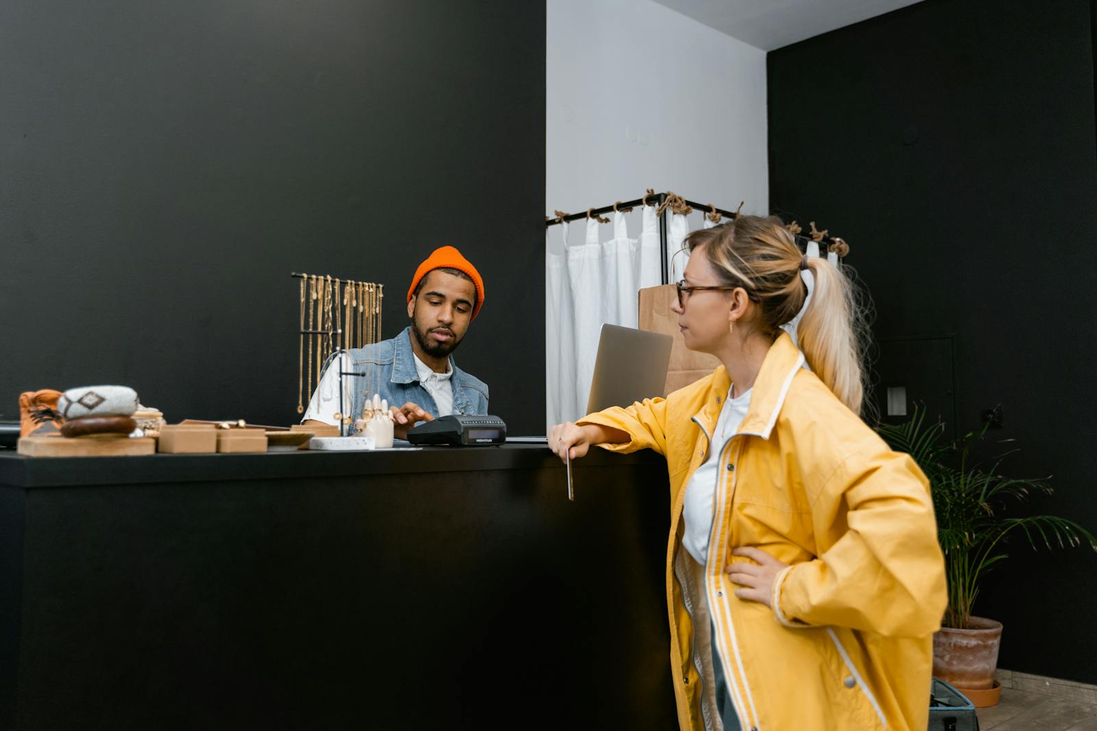 man checkout counter