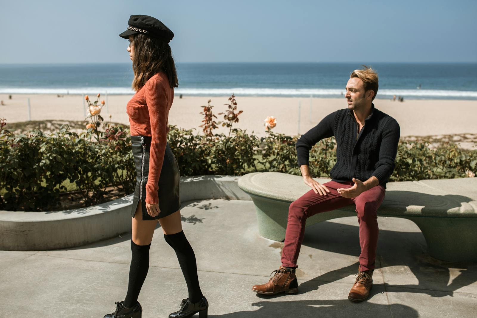 two people walking apart