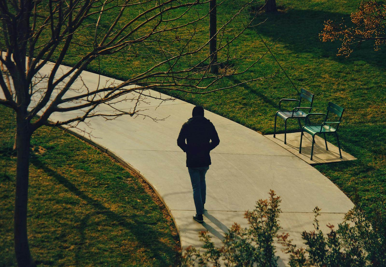 person walking alone