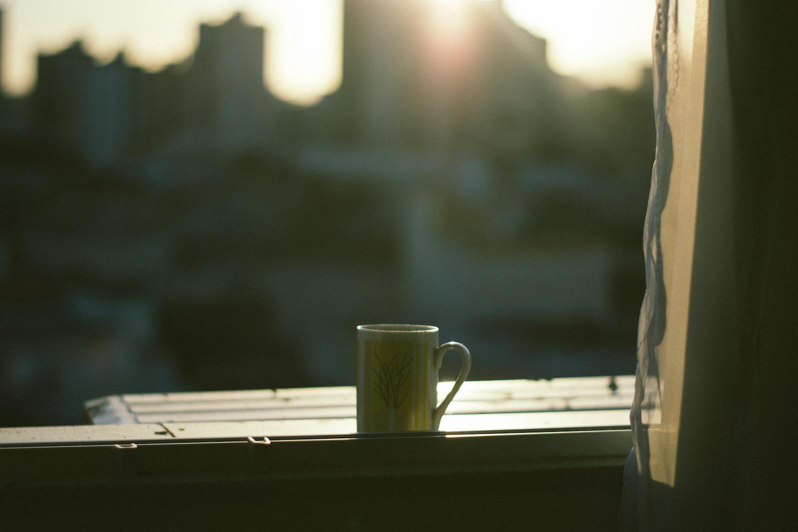 quiet morning window coffee