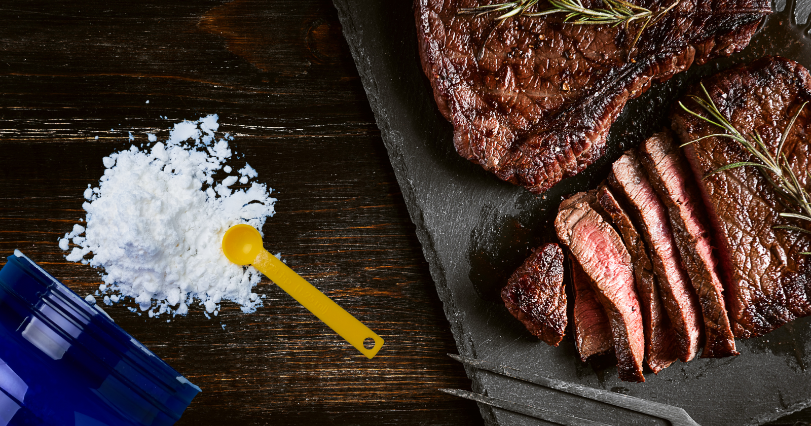 A single 5-gram scoop of creatine carries roughly the same amount as 1.5 kilograms of raw beef — a quantity almost nobody could eat at dinner, which explains why even committed meat-eaters lean on their own organs