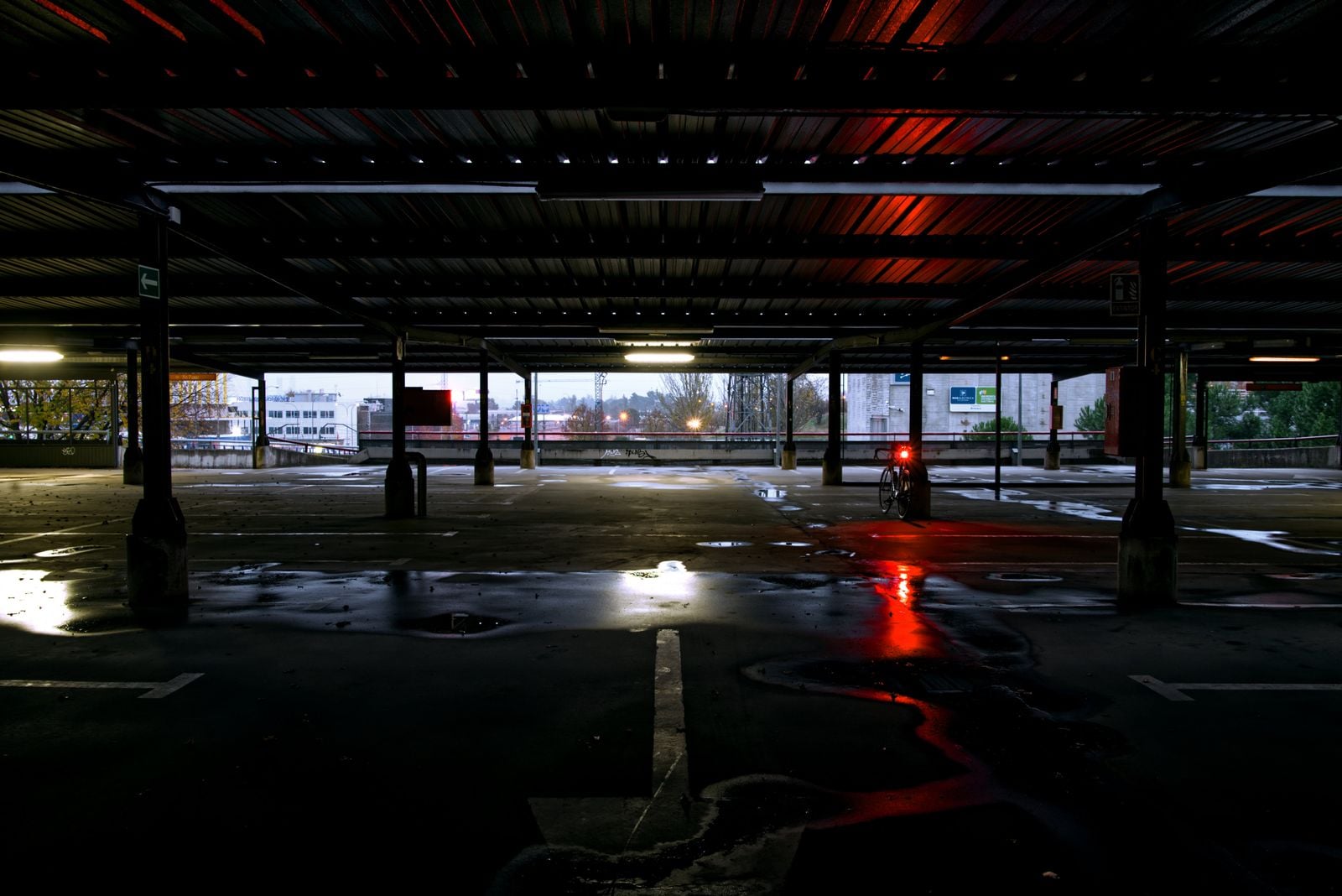 empty parking lot dusk